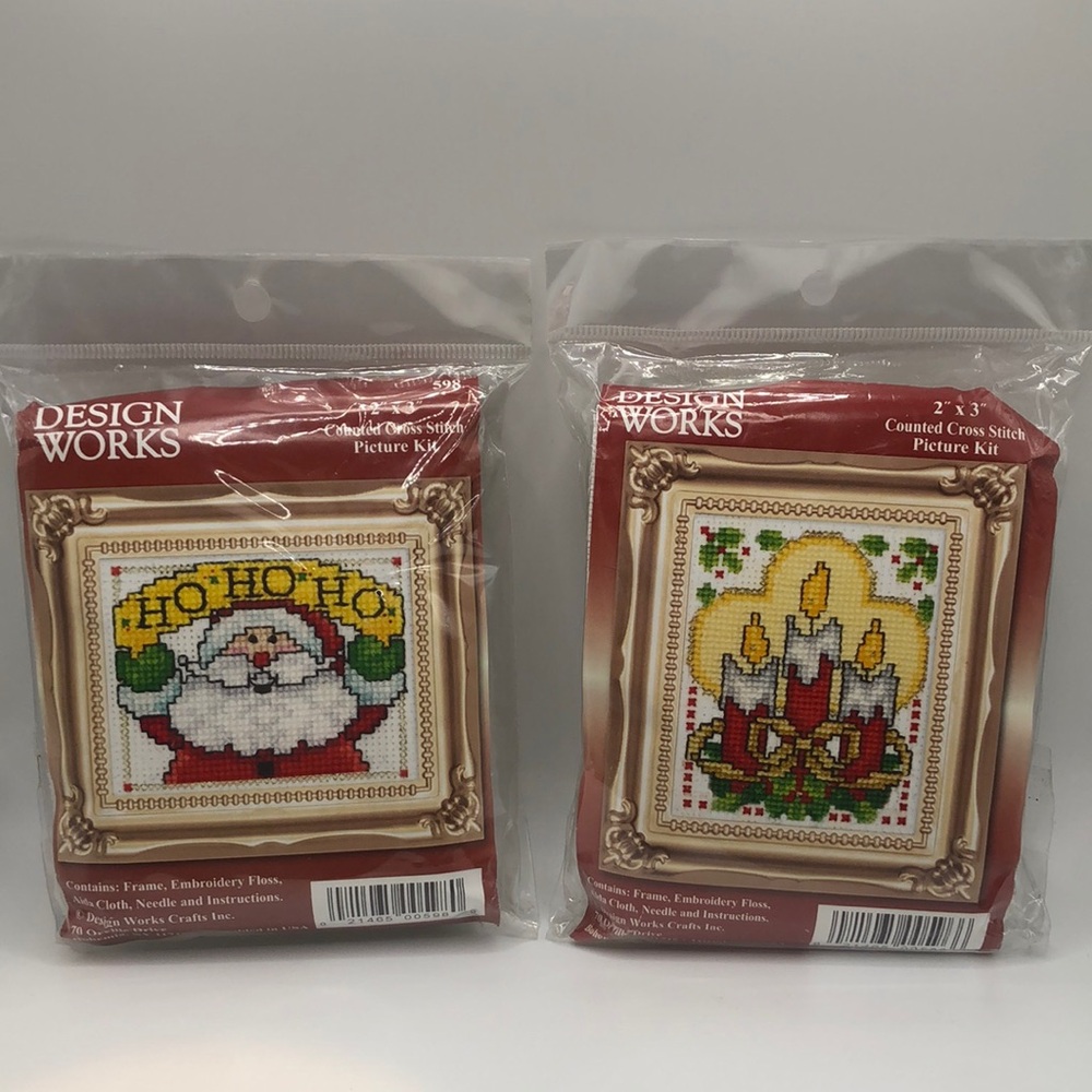 Holiday Counted Cross Stitch Kit - Santa and Candle Set